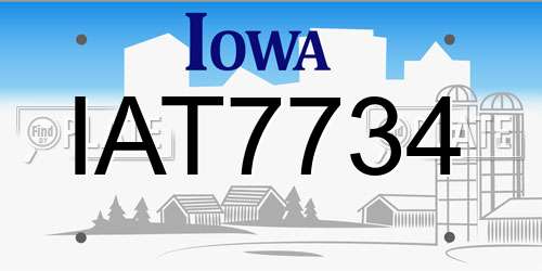 IAT7734 Iowa License Plate
