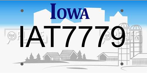 IAT7779 Iowa License Plate
