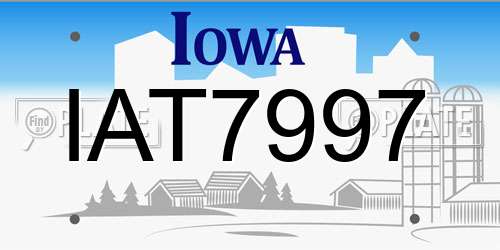 IAT7997 Iowa License Plate