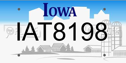 IAT8198 Iowa License Plate