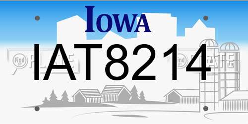 IAT8214 Iowa License Plate
