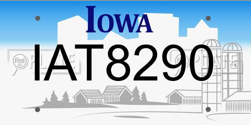 IAT8290 Iowa License Plate