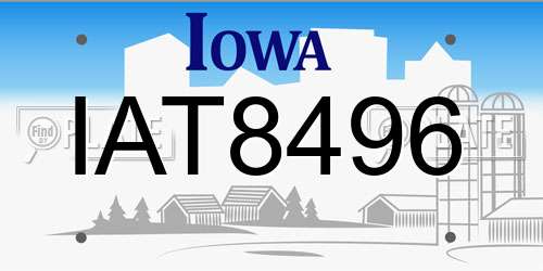 IAT8496 Iowa License Plate