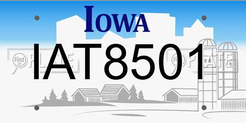 IAT8501 Iowa License Plate