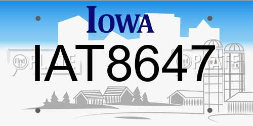 IAT8647 Iowa License Plate