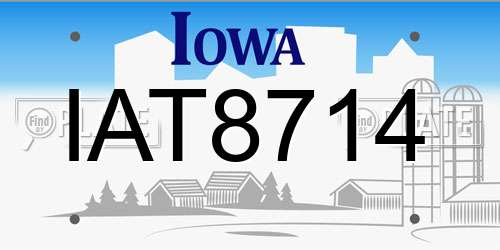 IAT8714 Iowa License Plate