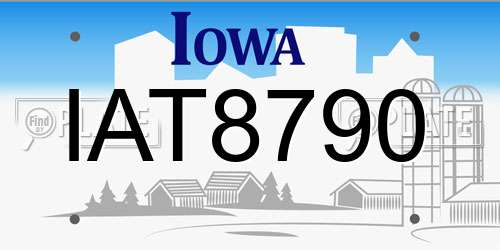 IAT8790 Iowa License Plate