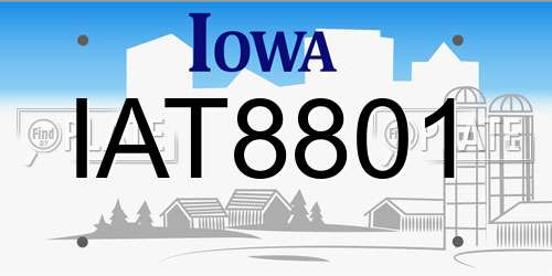 IAT8801 Iowa License Plate