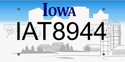 IAT8944 Iowa License Plate
