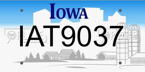 IAT9037 Iowa License Plate