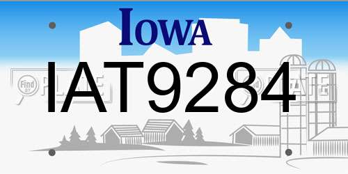 IAT9284 Iowa License Plate