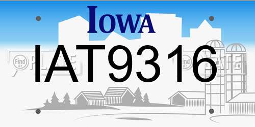 IAT9316 Iowa License Plate