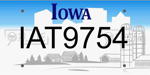 IAT9754 Iowa License Plate