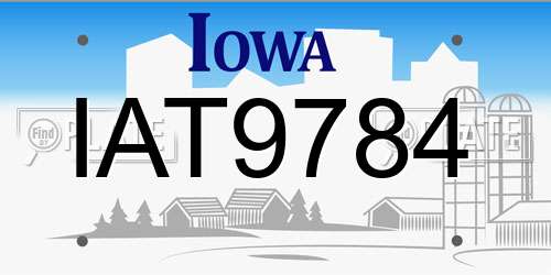 IAT9784 Iowa License Plate