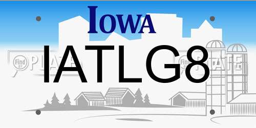 IATLG8 Iowa License Plate