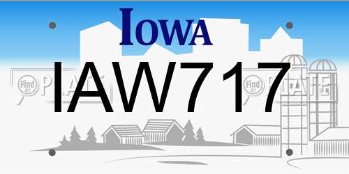IAW717 Iowa License Plate