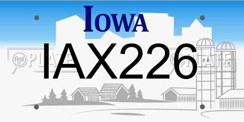 IAX226 Iowa License Plate