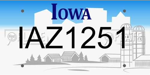 IAZ1251 Iowa License Plate