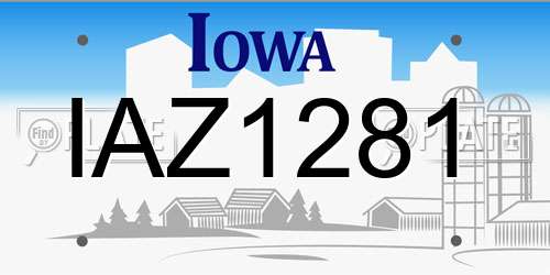 IAZ1281 Iowa License Plate