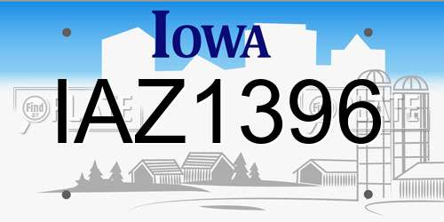 IAZ1396 Iowa License Plate