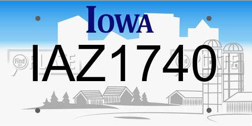 IAZ1740 Iowa License Plate