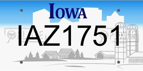 IAZ1751 Iowa License Plate