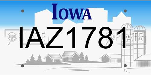 IAZ1781 Iowa License Plate