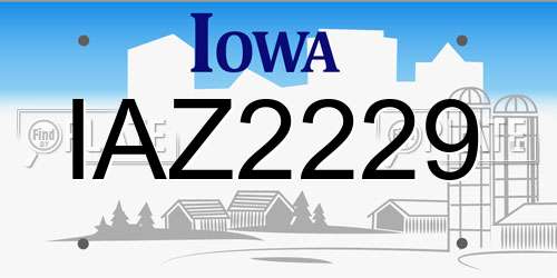 IAZ2229 Iowa License Plate