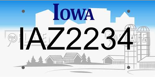 IAZ2234 Iowa License Plate