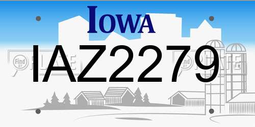 IAZ2279 Iowa License Plate
