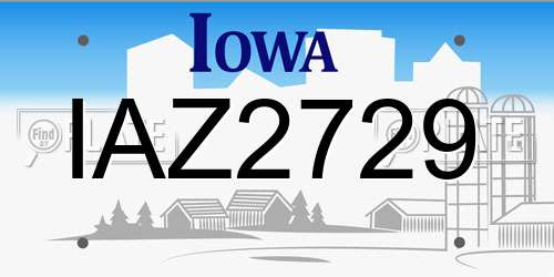 IAZ2729 Iowa License Plate