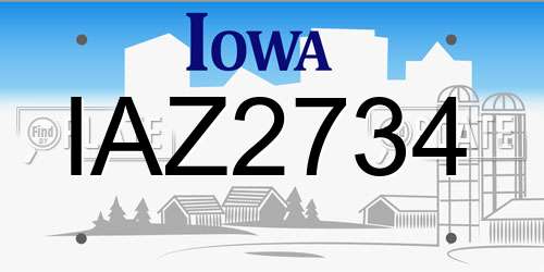 IAZ2734 Iowa License Plate