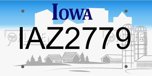 IAZ2779 Iowa License Plate