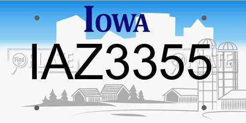 IAZ3355 Iowa License Plate