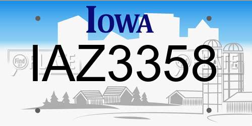 IAZ3358 Iowa License Plate