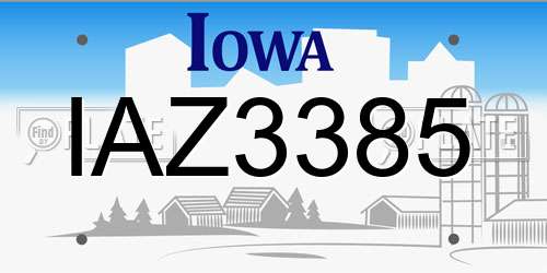 IAZ3385 Iowa License Plate