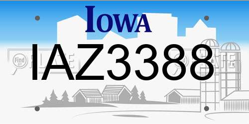 IAZ3388 Iowa License Plate