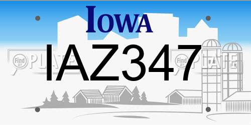 IAZ347 Iowa License Plate
