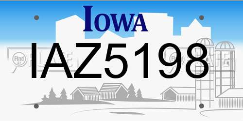 IAZ5198 Iowa License Plate