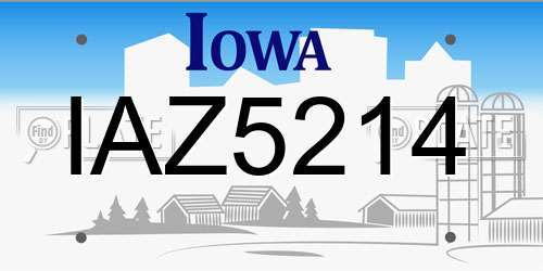 IAZ5214 Iowa License Plate