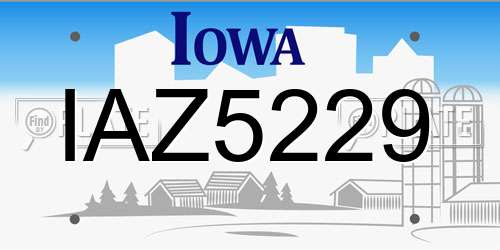 IAZ5229 Iowa License Plate