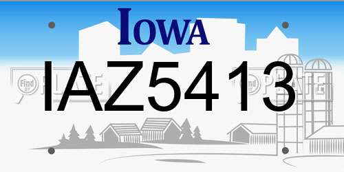 IAZ5413 Iowa License Plate