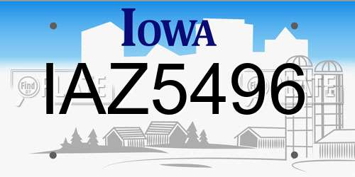 IAZ5496 Iowa License Plate