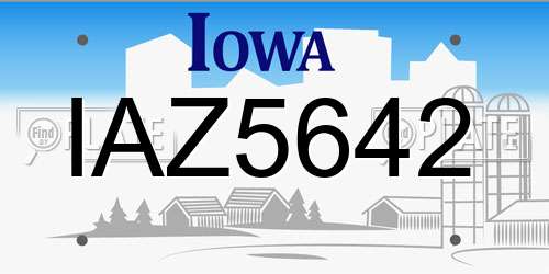 IAZ5642 Iowa License Plate