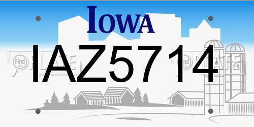 IAZ5714 Iowa License Plate