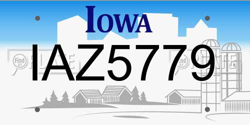 IAZ5779 Iowa License Plate