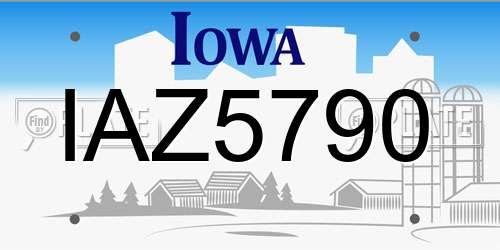 IAZ5790 Iowa License Plate
