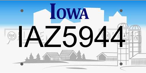 IAZ5944 Iowa License Plate