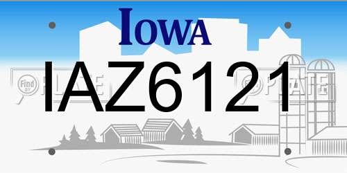 IAZ6121 Iowa License Plate