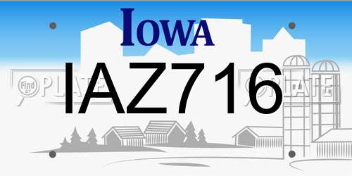 IAZ716 Iowa License Plate